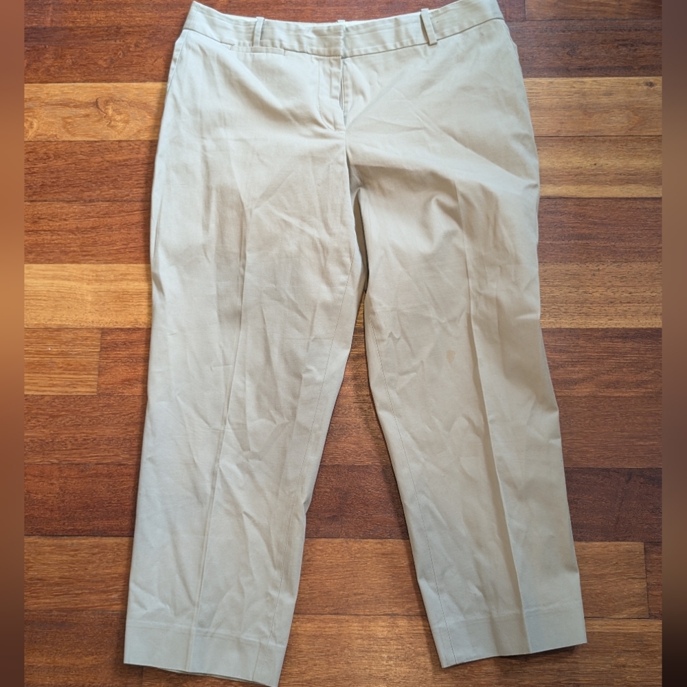 Talbots Khaki Curvy Straight-Leg Pants Size 12 Cropped